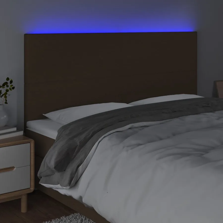 Tête de lit à LED Marron foncé 160x5x118/128 cm Tissu - 3