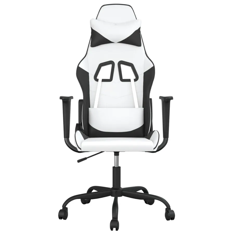 Chaise de jeu de massage Blanc et noir Similicuir - 3