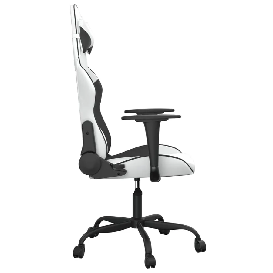 Chaise de jeu de massage Blanc et noir Similicuir - 4