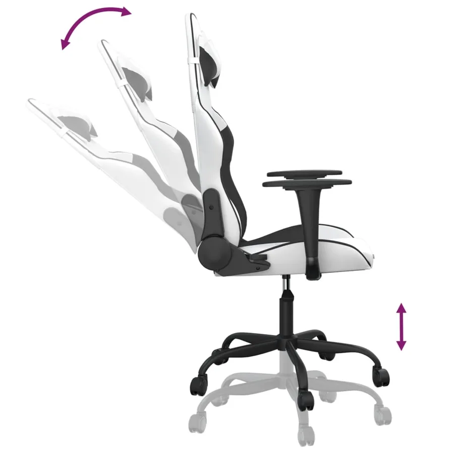 Chaise de jeu de massage Blanc et noir Similicuir - 6