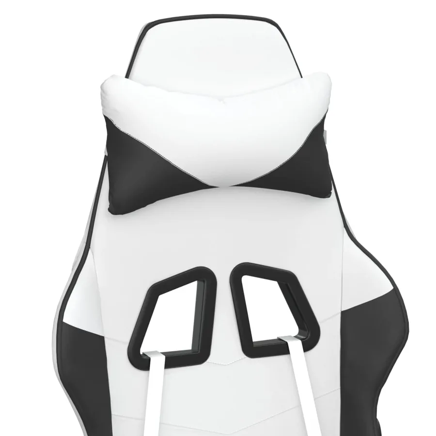 Chaise de jeu de massage Blanc et noir Similicuir - 9