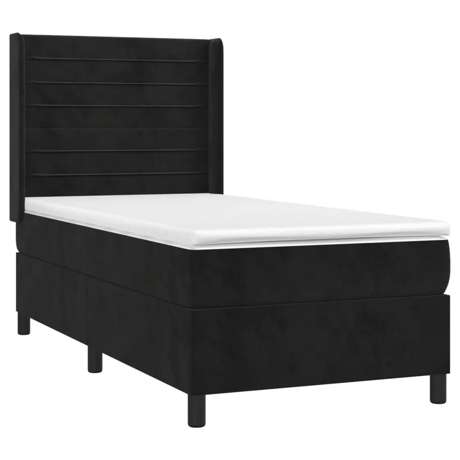 Sommier à lattes de lit avec matelas Noir 100x200 cm Velours - 3