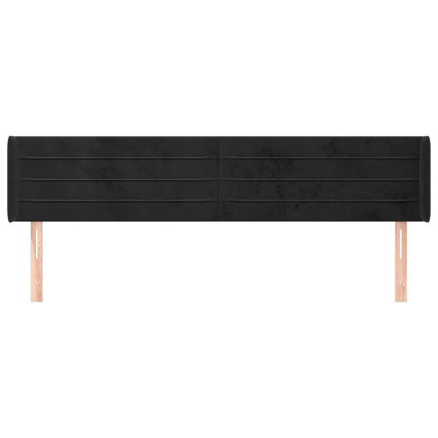Tête de lit avec oreilles Noir 163x16x78/88 cm Velours - 3
