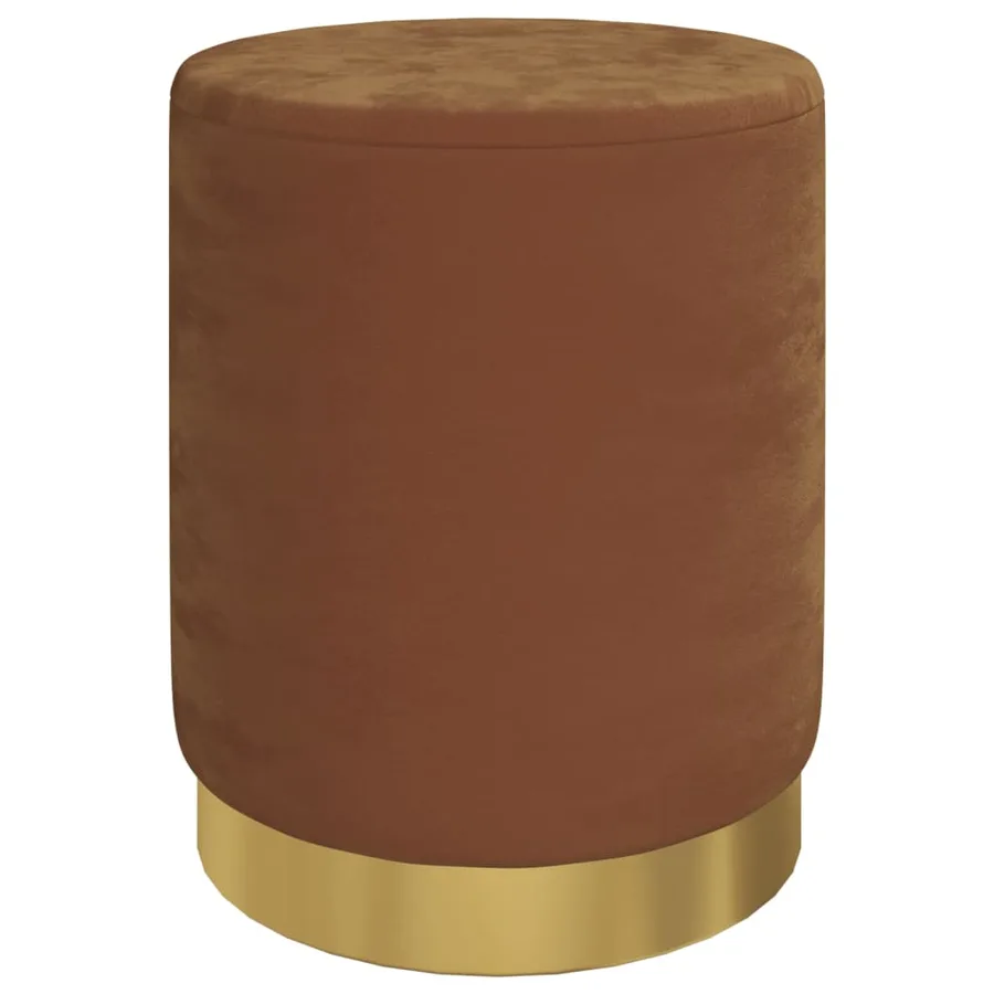 Tabouret de rangement rond Marron Velours 31 x 37 cm - 2