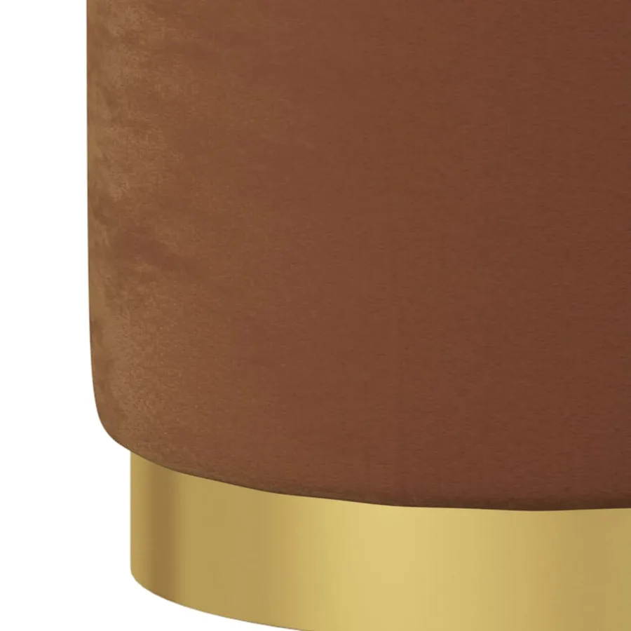 Tabouret de rangement rond Marron Velours 31 x 37 cm - 4