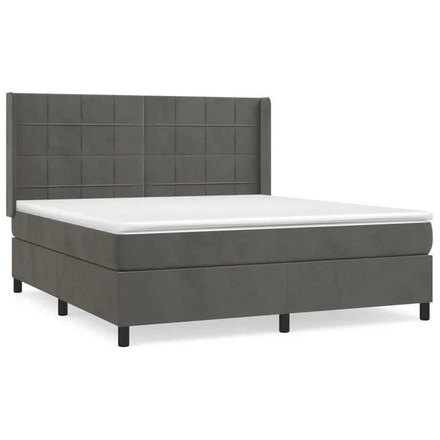 Sommier à lattes de lit et matelas Gris foncé 160x200cm Velours - 2