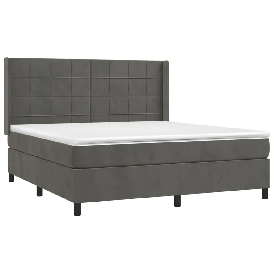 Sommier à lattes de lit et matelas Gris foncé 160x200cm Velours - 3