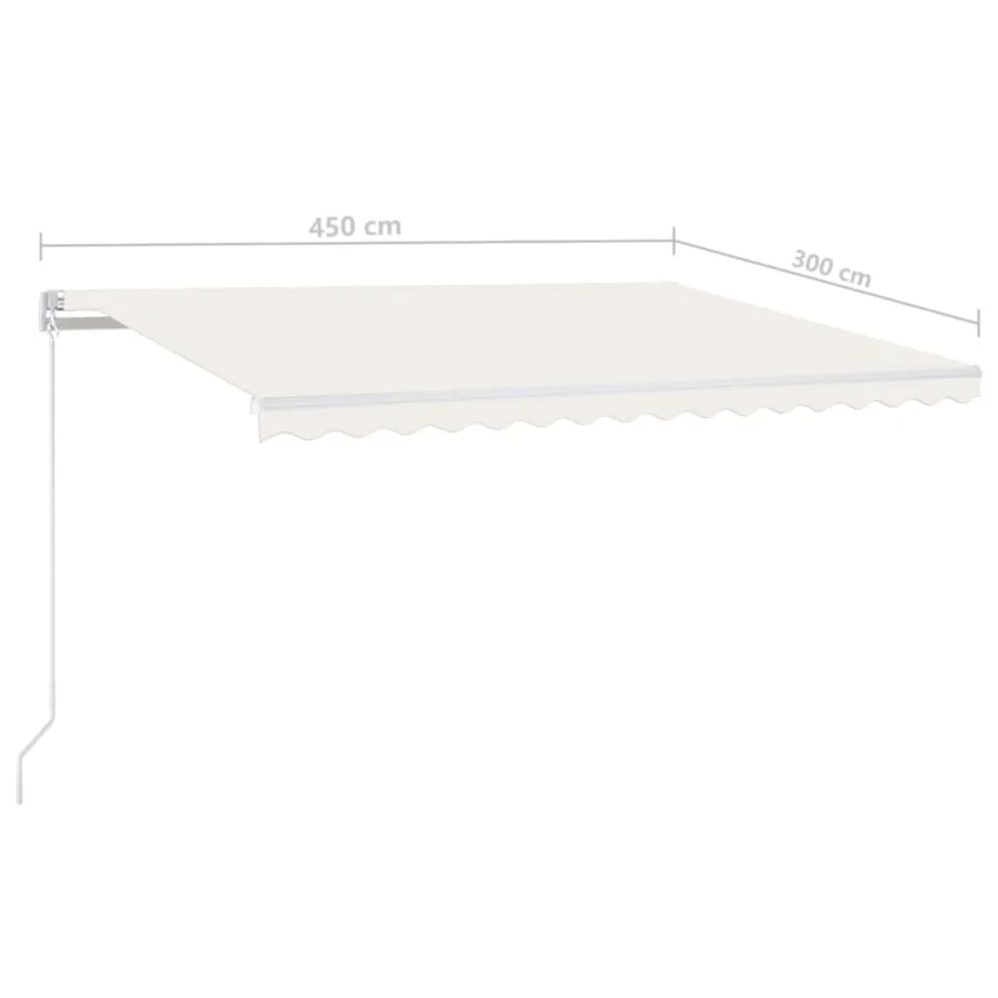Auvent manuel rétractable avec LED 450x300 cm Crème - 7