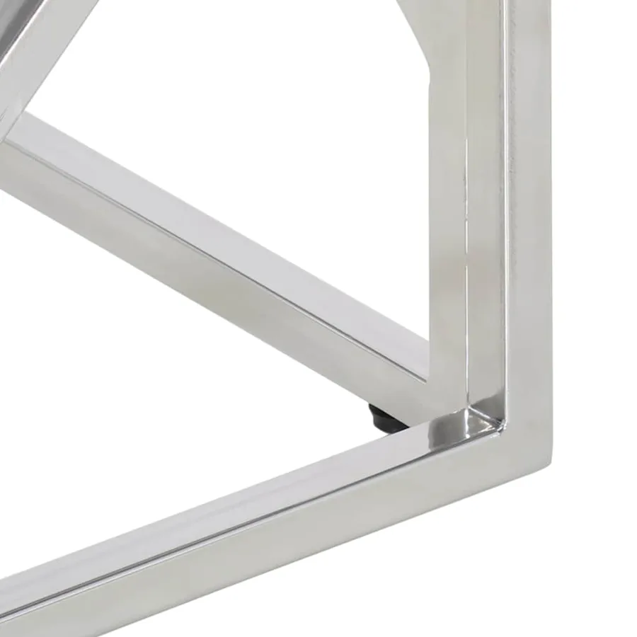 Table basse argenté acier inoxydable et verre trempé - 6