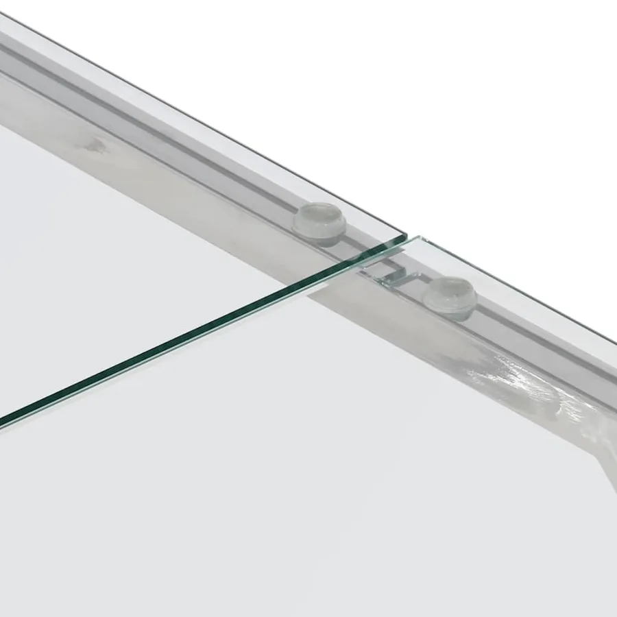 Table basse argenté acier inoxydable et verre trempé - 8