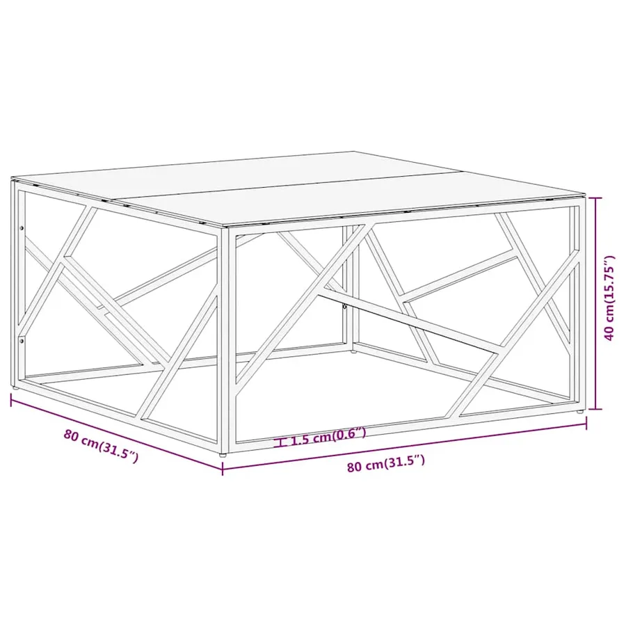 Table basse argenté acier inoxydable et verre trempé - 9