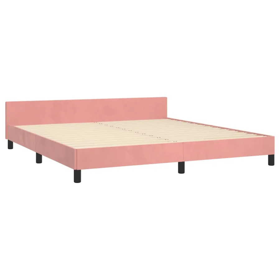 Cadre de lit sans matelas rose 160x200 cm velours - 5