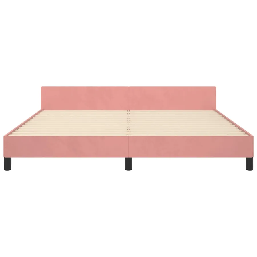 Cadre de lit sans matelas rose 160x200 cm velours - 6