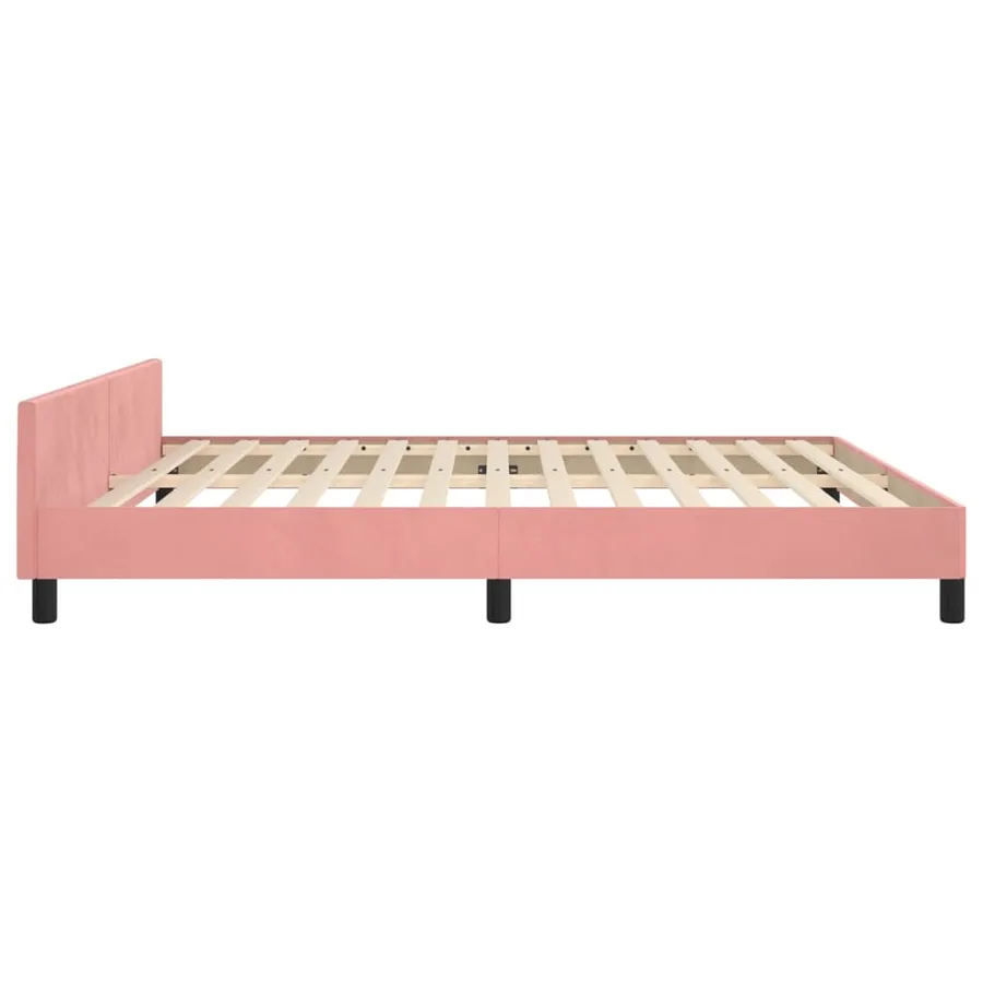 Cadre de lit sans matelas rose 160x200 cm velours - 7