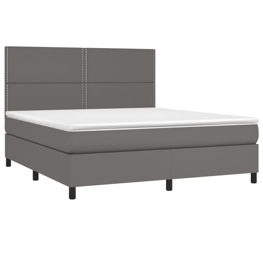 Sommier à lattes de lit avec matelas et LED Gris 180x200 cm - 3