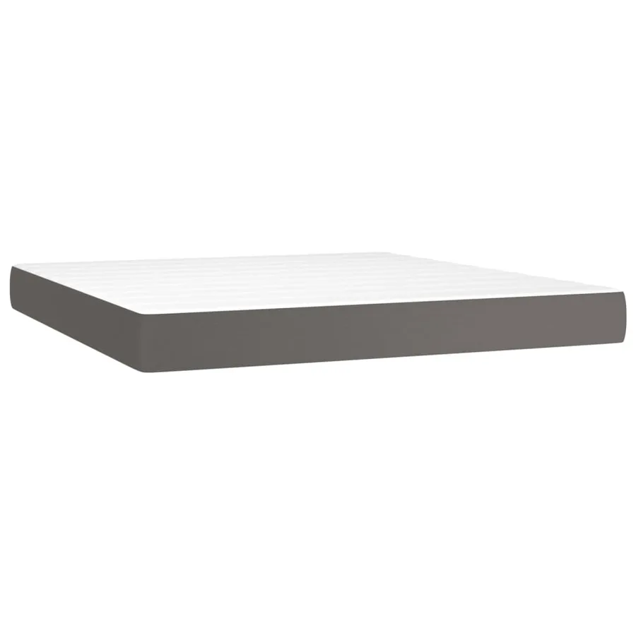 Sommier à lattes de lit avec matelas et LED Gris 180x200 cm - 6