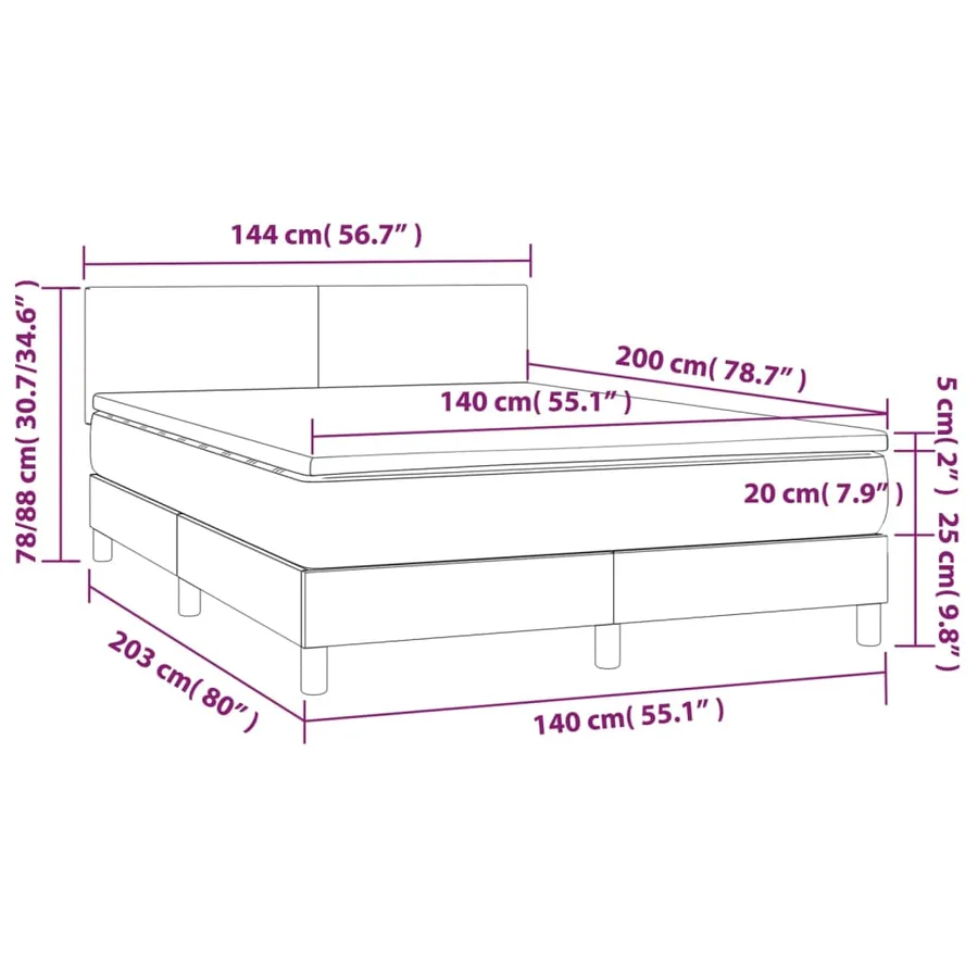 Sommier à lattes de lit avec matelas et LED Crème 140x200 cm - 8