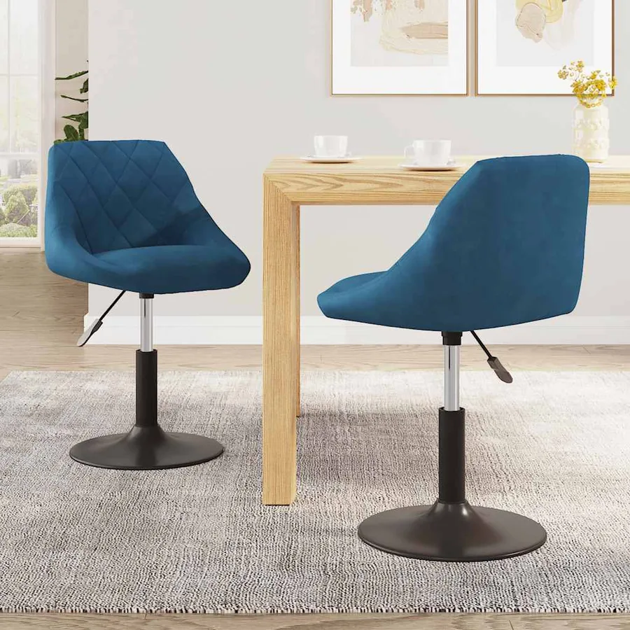 Chaises pivotantes à manger lot de 2 bleu velours