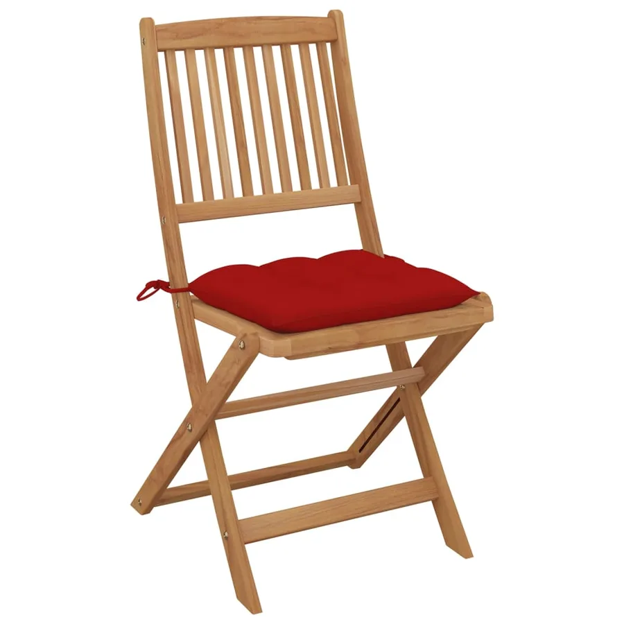 Chaises pliables de jardin lot de 8 avec coussins Bois d'acacia - 3