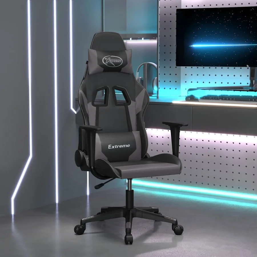 Chaise de jeu Noir et gris Similicuir