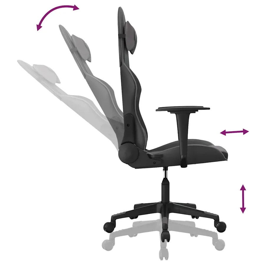 Chaise de jeu Noir et gris Similicuir - 6