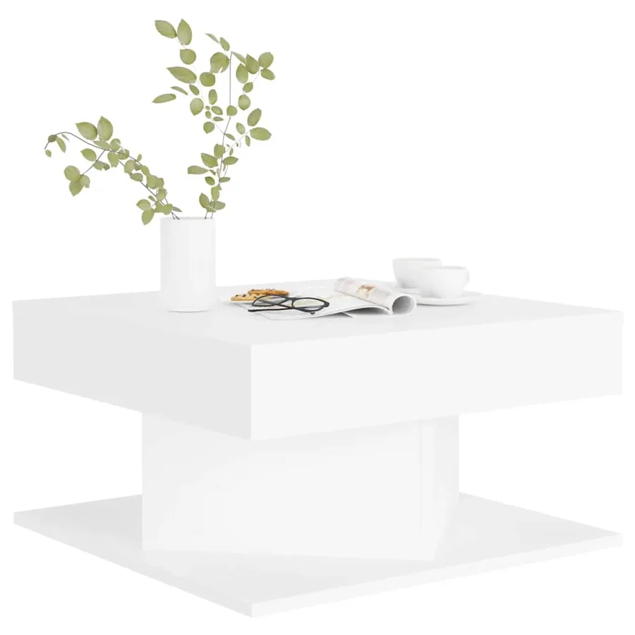 Table basse Blanc 57x57x30 cm Bois d'ingénierie - 4