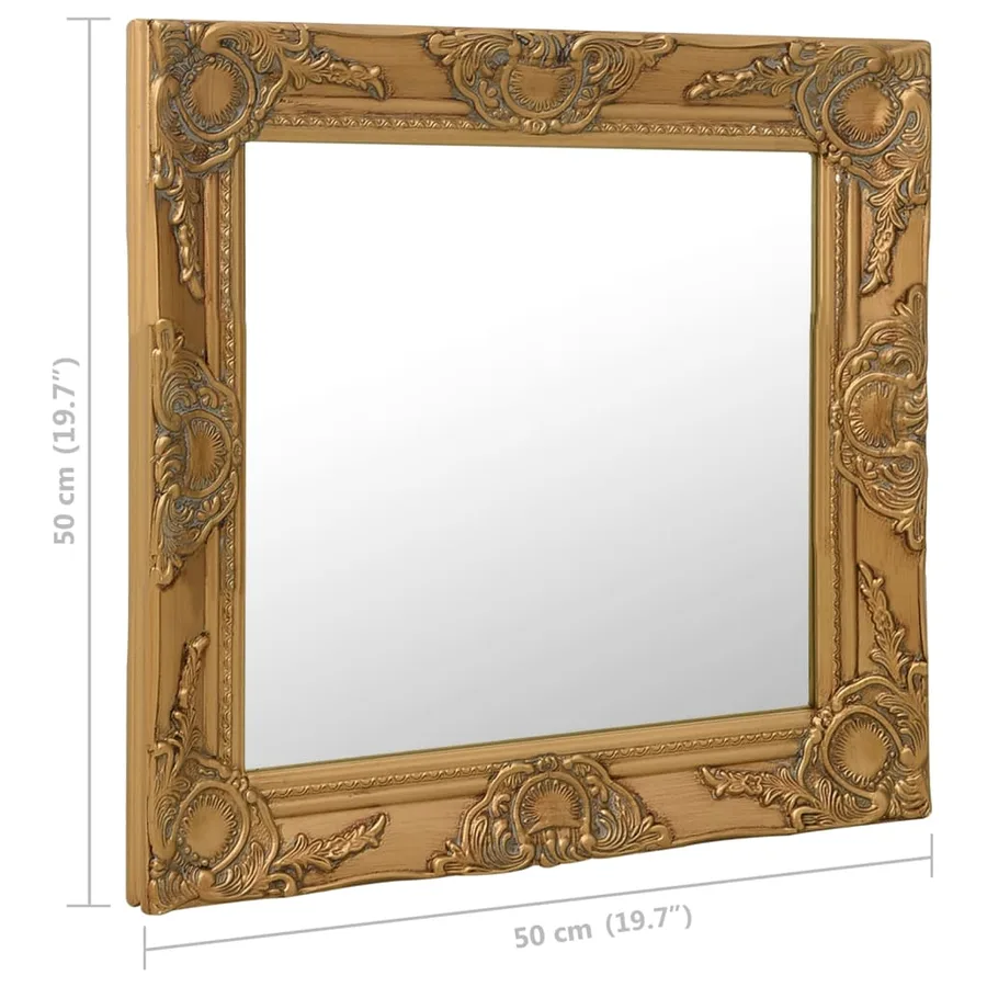 Miroir mural style baroque 50x50 cm Doré - 6