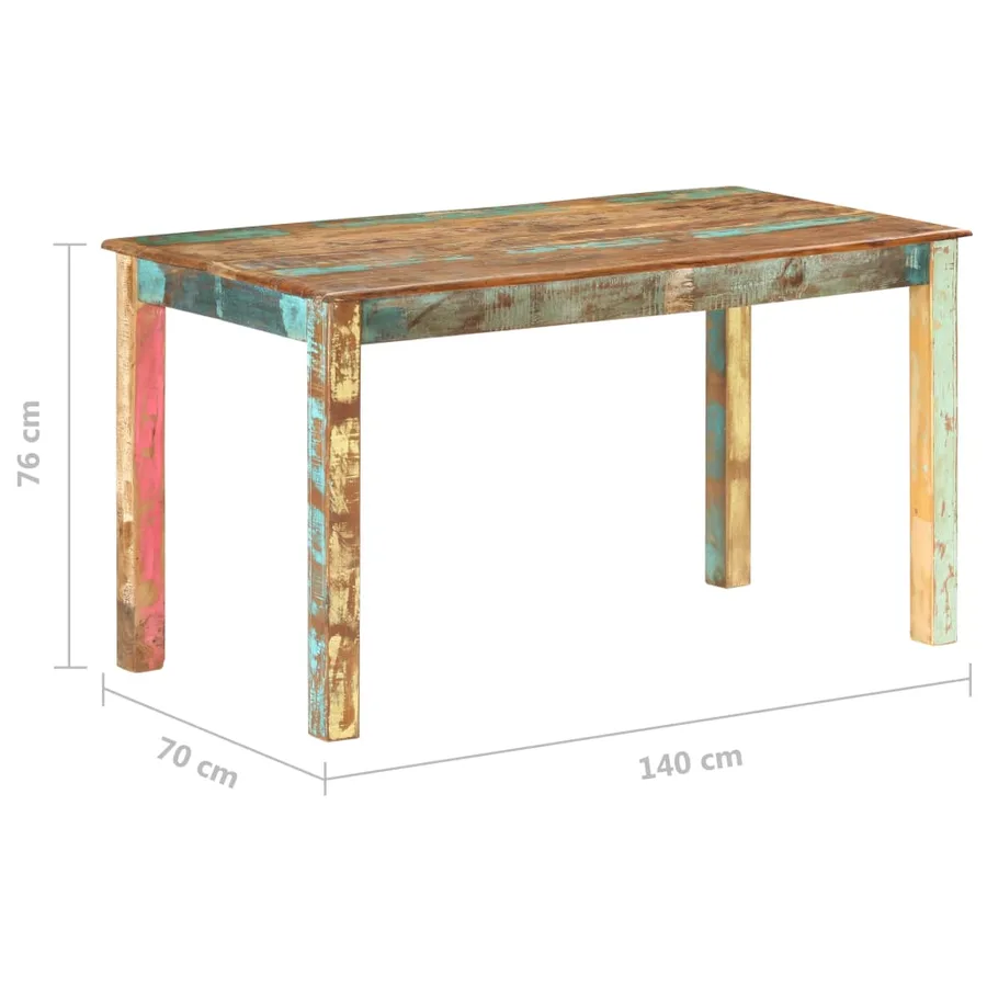 Table de salle à manger Bois de récupération solide 140x70x76cm - 7