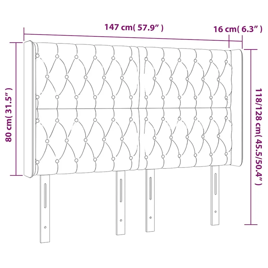 Tête de lit à LED Vert foncé 147x16x118/128 cm Velours - 7