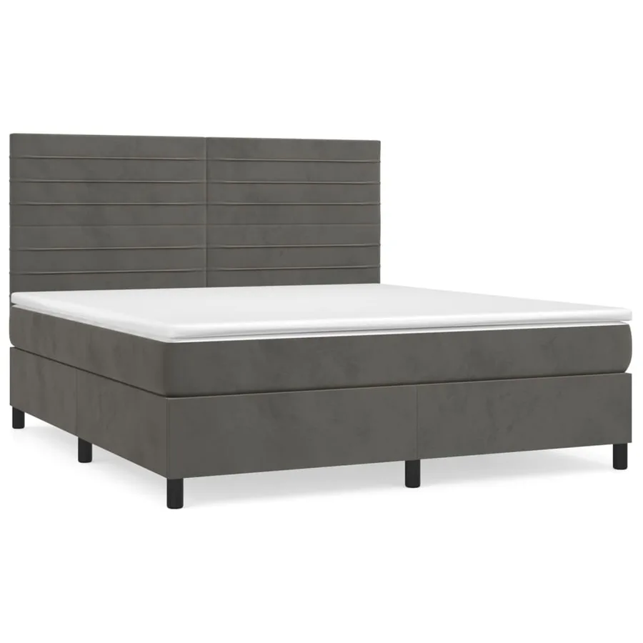Sommier à lattes de lit et matelas Gris foncé 160x200cm Velours - 2