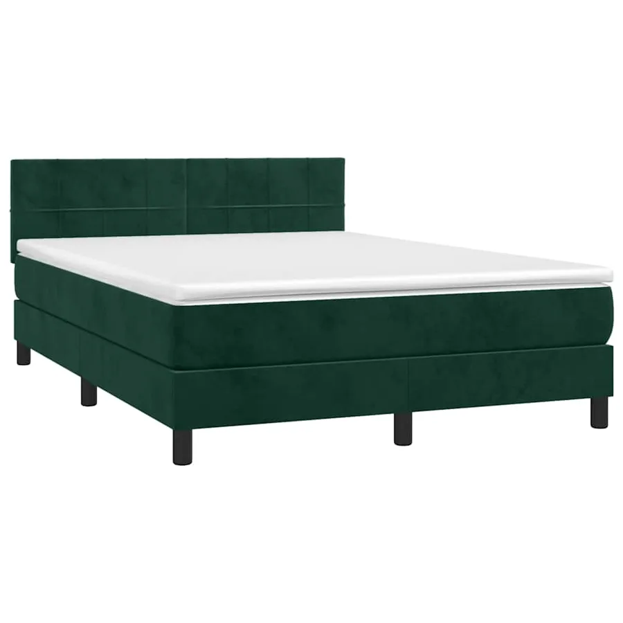 Sommier à lattes de lit avec matelas LED Vert foncé 140x190 cm - 4