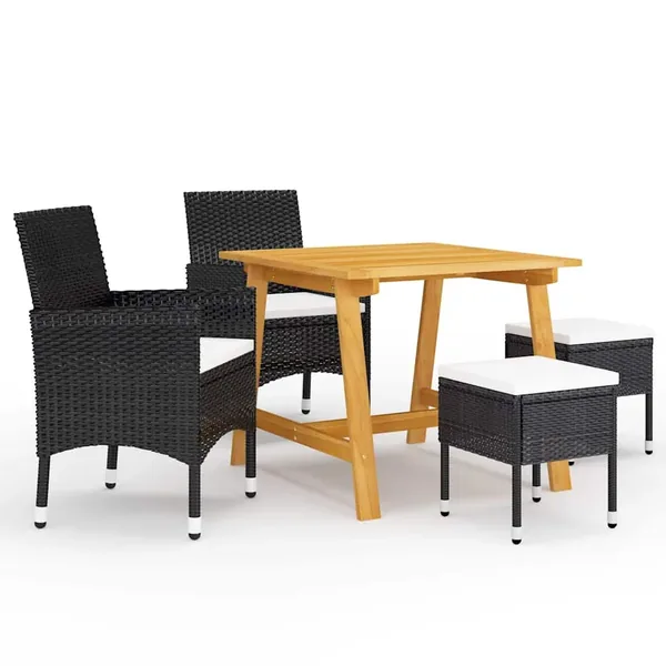Ensemble à manger de jardin 5 pcs Noir