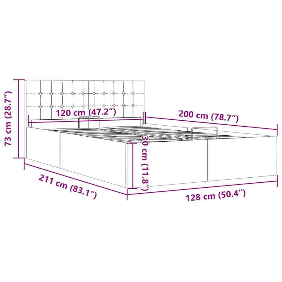 Cadre de lit à rangement hydraulique sans matelas 120x200 cm - 11