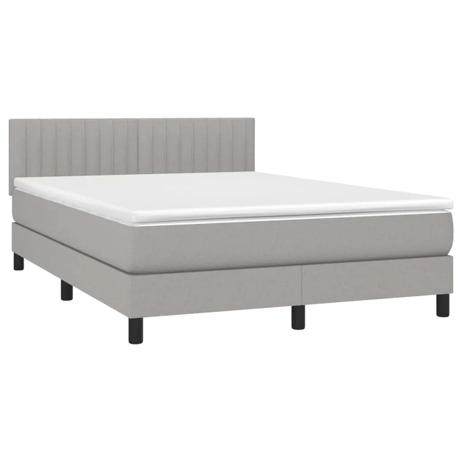 Sommier à lattes de lit et matelas et LED Gris clair 140x190 cm - 3