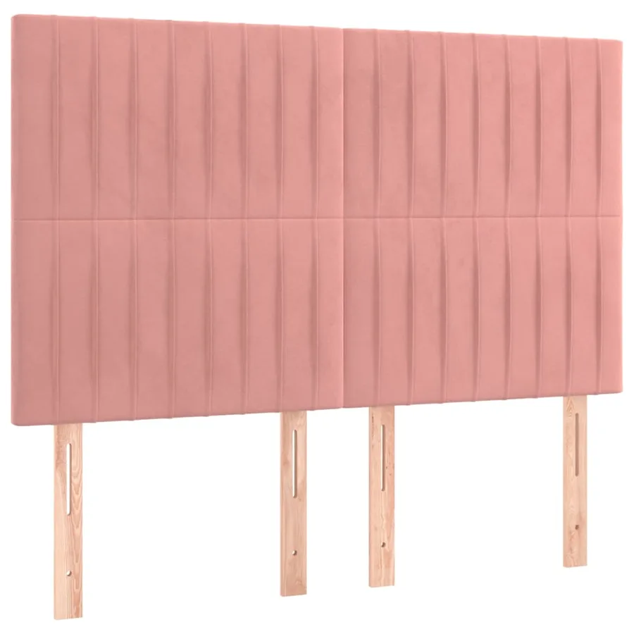 Cadre de lit sans matelas rose 140x200 cm velours - 8