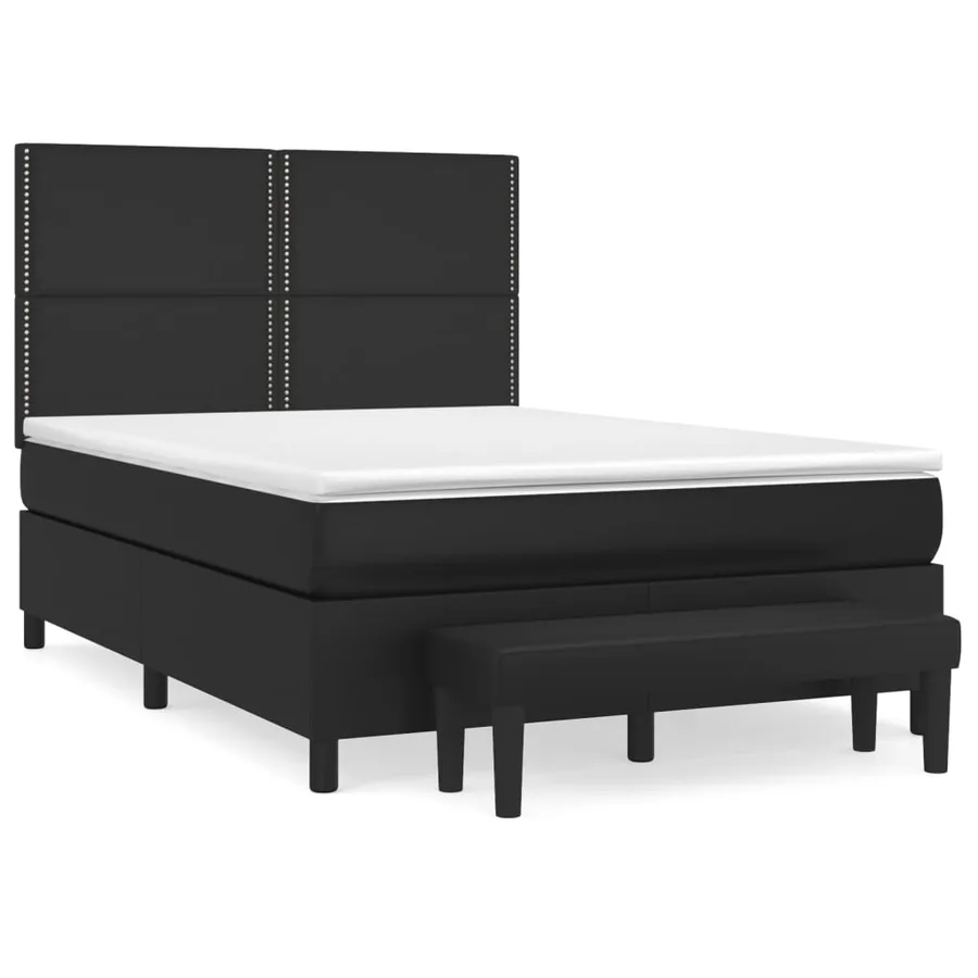 Sommier à lattes de lit avec matelas Noir 140x190 cm Similicuir - 2