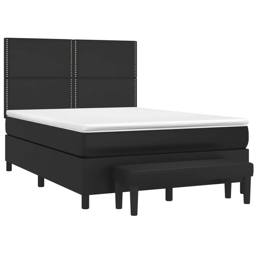 Sommier à lattes de lit avec matelas Noir 140x190 cm Similicuir - 3