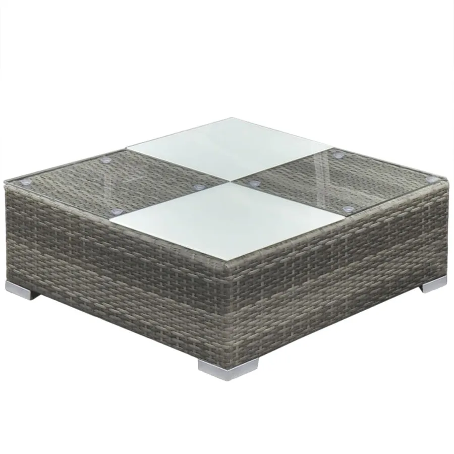 Salon de jardin 5 pcs avec coussins résine tressée gris - 6