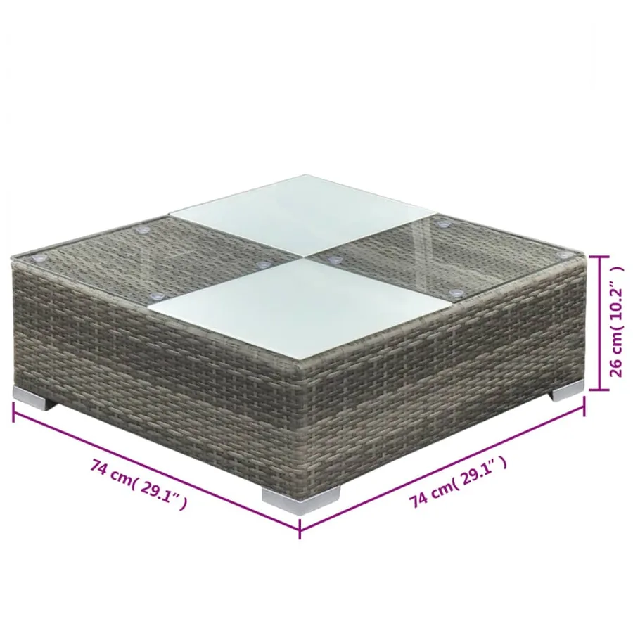 Salon de jardin 5 pcs avec coussins résine tressée gris - 8