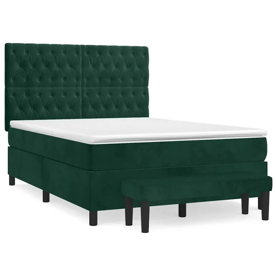 Sommier à lattes de lit et matelas Vert foncé 140x200cm Velours - 2