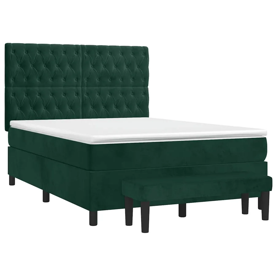 Sommier à lattes de lit et matelas Vert foncé 140x200cm Velours - 3
