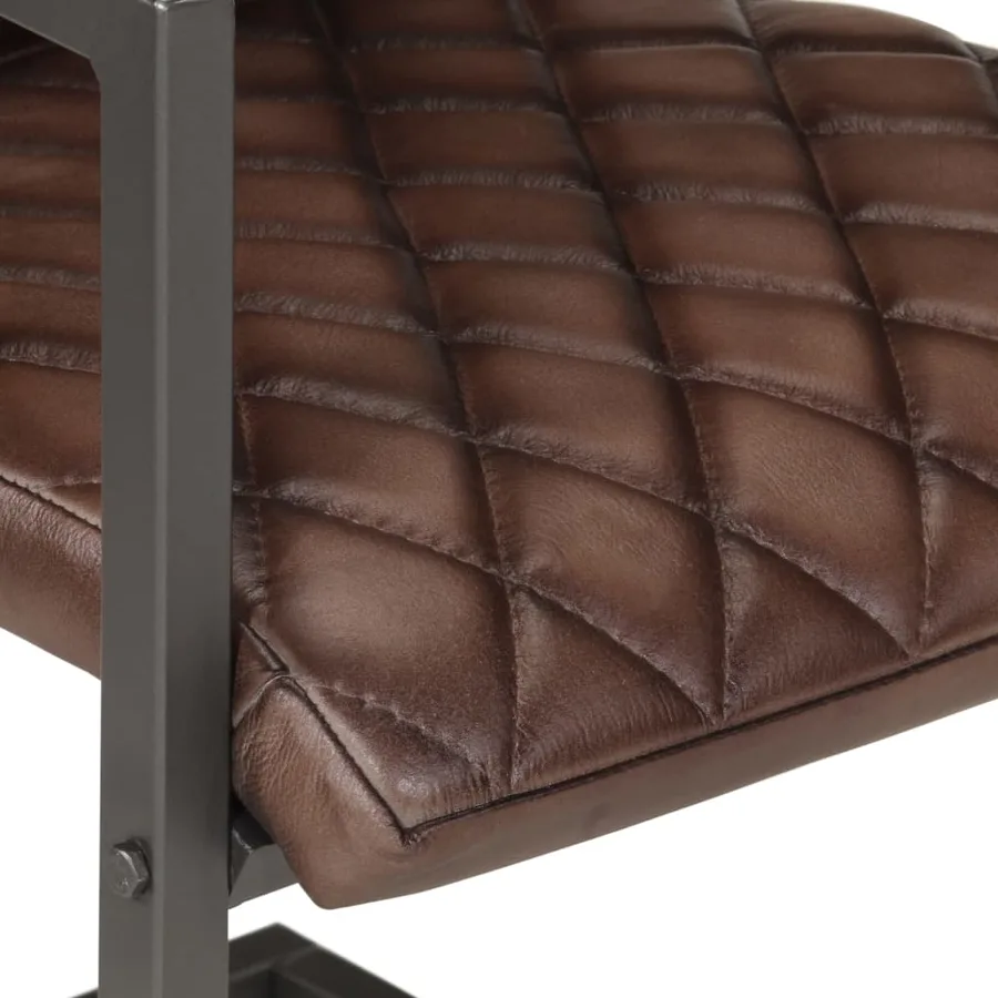 Chaises à manger cantilever lot de 2 marron cuir véritable - 7