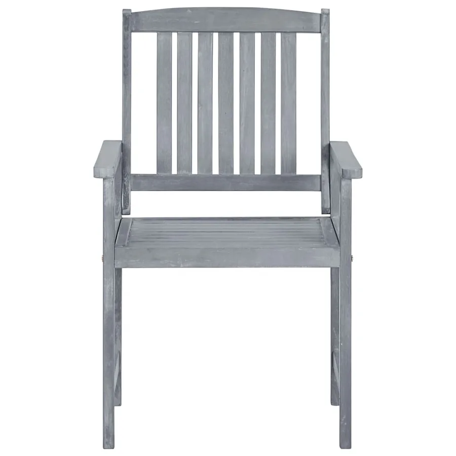 Chaises de jardin et coussins lot de 6 Bois acacia massif Gris - 5