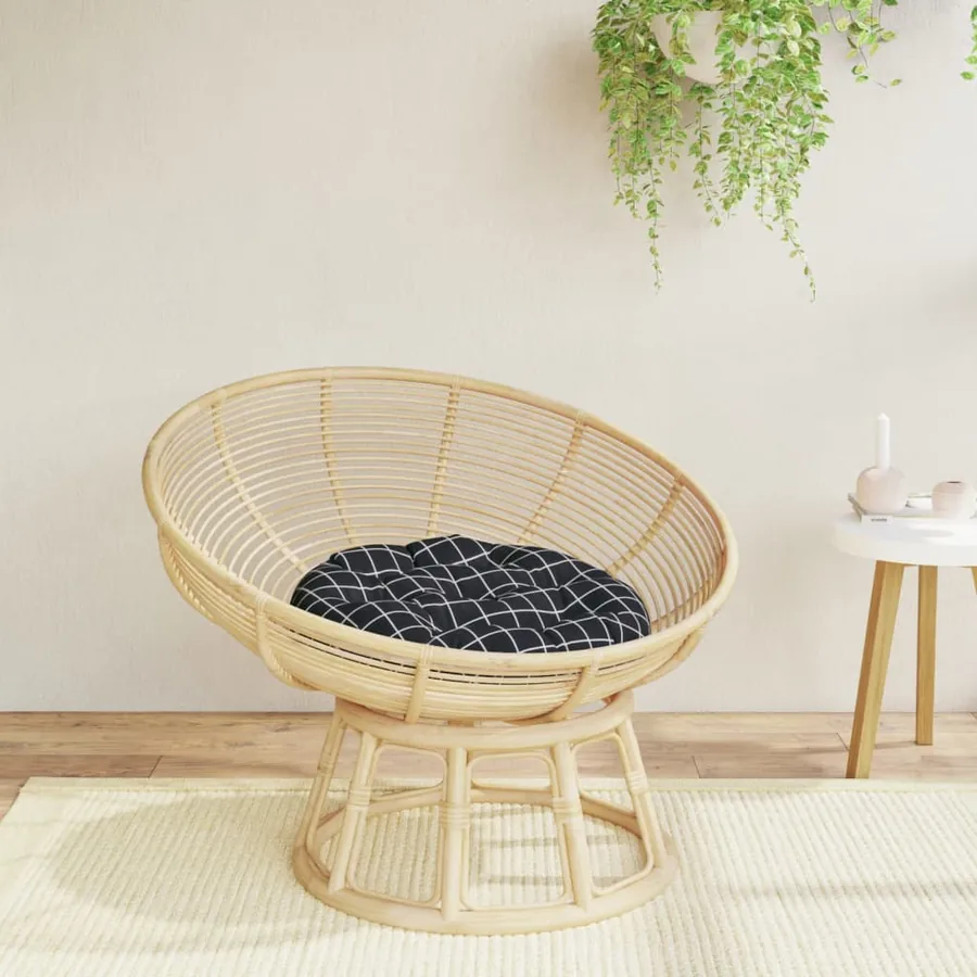 Coussin rond motif à carreaux noir Ø 60 x11 cm tissu oxford