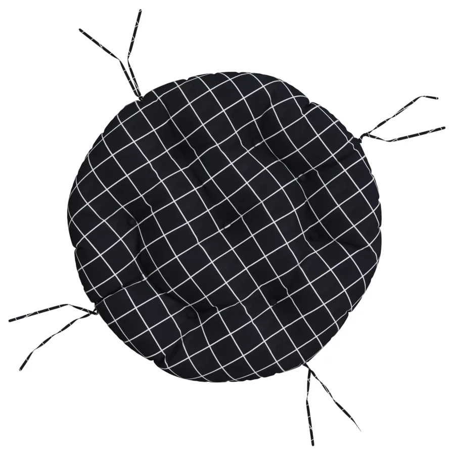 Coussin rond motif à carreaux noir Ø 60 x11 cm tissu oxford - 2