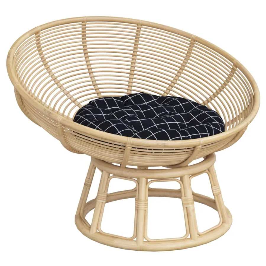 Coussin rond motif à carreaux noir Ø 60 x11 cm tissu oxford - 3