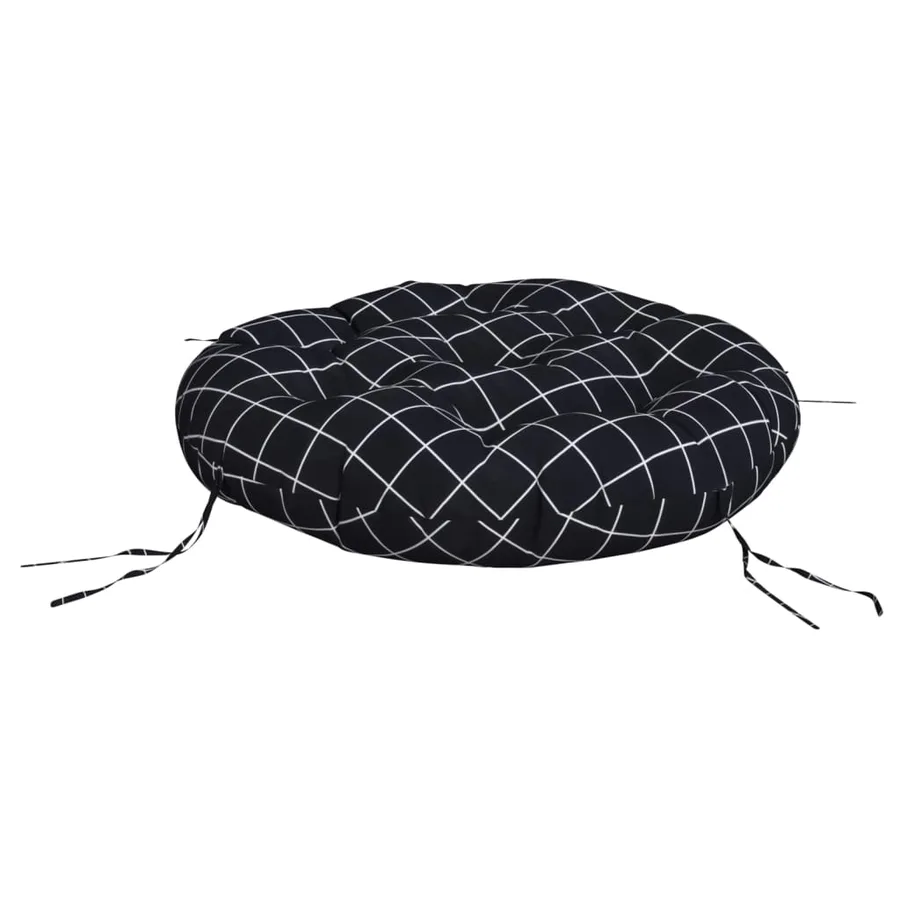 Coussin rond motif à carreaux noir Ø 60 x11 cm tissu oxford - 4