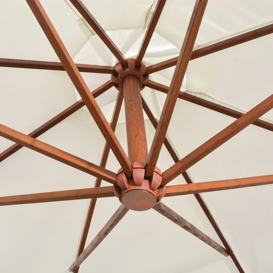 Parasol suspendu avec poteau en bois 350 cm blanc - 5