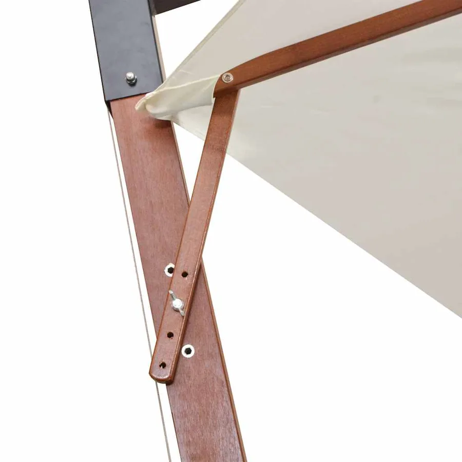 Parasol suspendu avec poteau en bois 350 cm blanc - 6