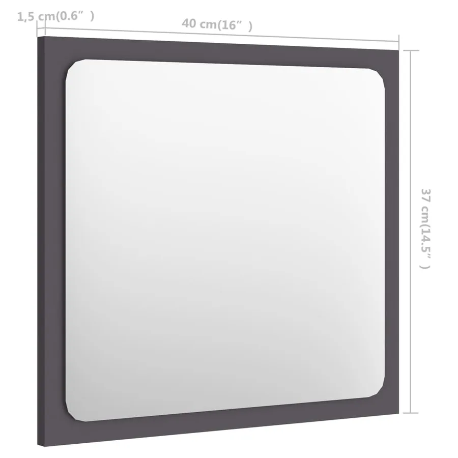 Miroir de salle de bain Gris 40x1,5x37 cm Aggloméré - 5
